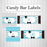 Little Man Candy Bar Wrappers - Blue,  Gray
