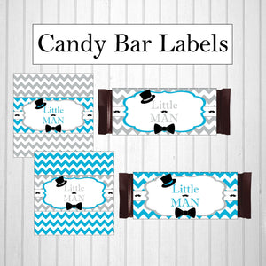 Little Man Candy Bar Wrappers - Blue,  Gray