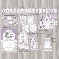 Purple and Gray Little Peanut Baby Shower Decorations
