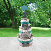 Little Peanut 3 Tier Diaper Cake, Teal, Gray