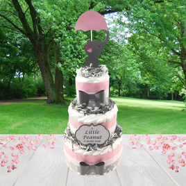 Little Peanut 3-Tier Diaper Cake - Pink & Gray
