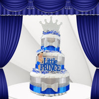 Royal Blue and Silver Little Prince Diaper Cake Centerpiece
