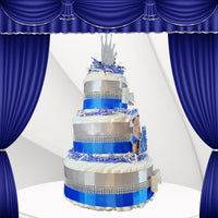 Little Prince Diaper Cake - Royal Blue, Silver
