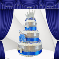 Little Prince Diaper Cake - Royal Blue, Silver
