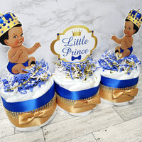 Little Prince Mini Diaper Cake Centerpiece, Royal Blue & Gold
