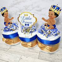 Little Prince Mini Diaper Cake Centerpiece, Royal Blue & Gold
