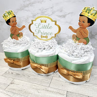 Little Prince Mini Diaper Cake Centerpiece, Sage & Gold
