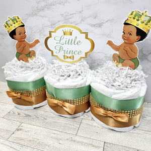 Little Prince Mini Diaper Cake Centerpiece, Sage & Gold