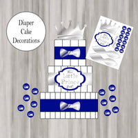 Royal Blue & Silver Diaper Cake Clipart