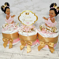 Little Princess Mini Diaper Cake Centerpiece, Pink & Gold
