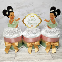 Sage & Rose Gold Little Princess Mini Diaper Cake Centerpiece
