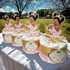 Princess Mini Diaper Cake Set - Pink, Gold