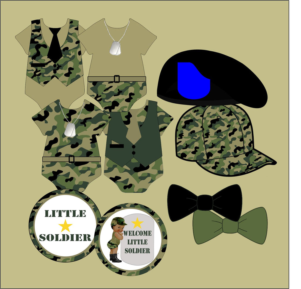 Green Camouflage Little Soldier Clipart Decorations