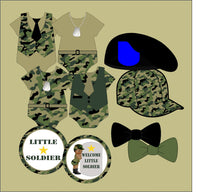 Green Camouflage Little Soldier Clipart Decorations
