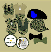 Green Camouflage Little Soldier Clipart Decorations