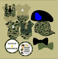 Green Camouflage Little Soldier Clipart Decorations