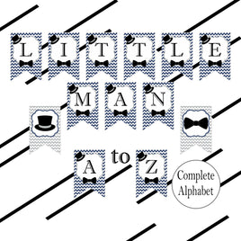 Navy and Gray Little Man Party Banner