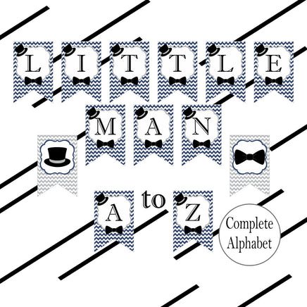Navy and Gray Little Man Party Banner