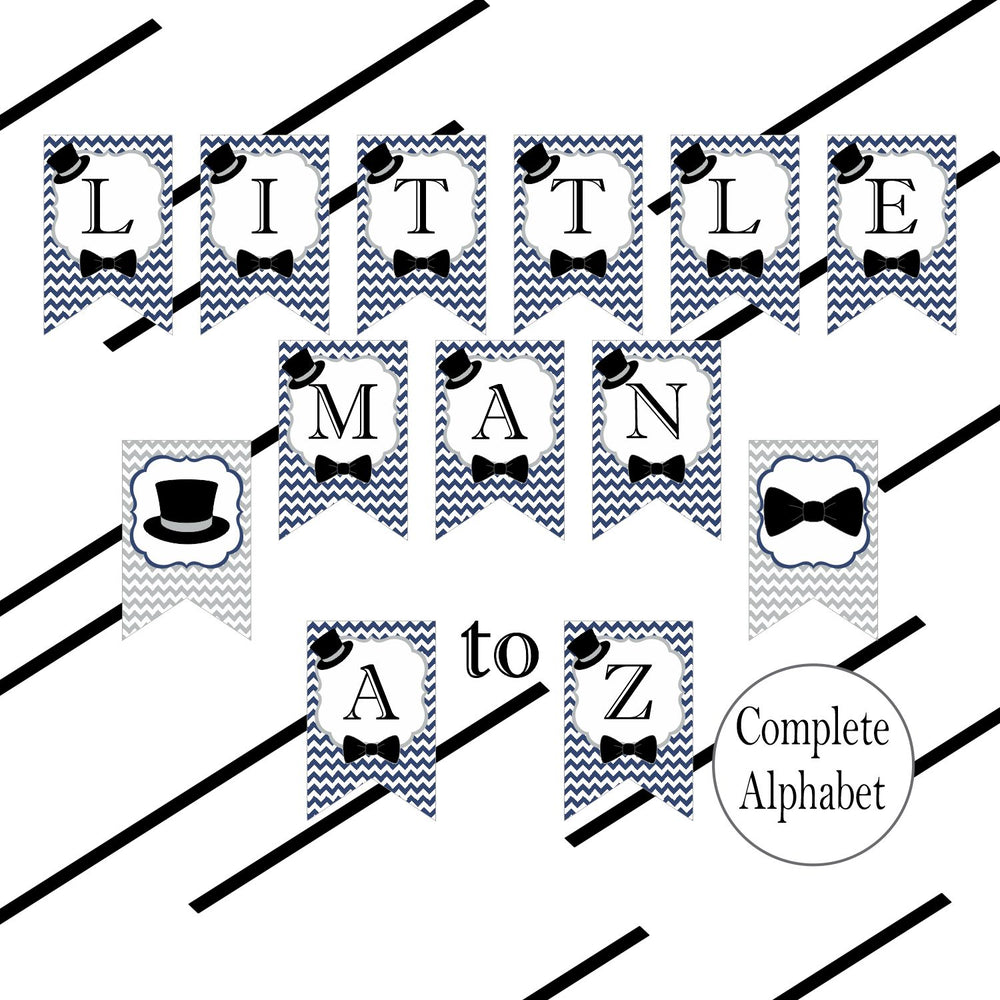 Navy and Gray Little Man Party Banner