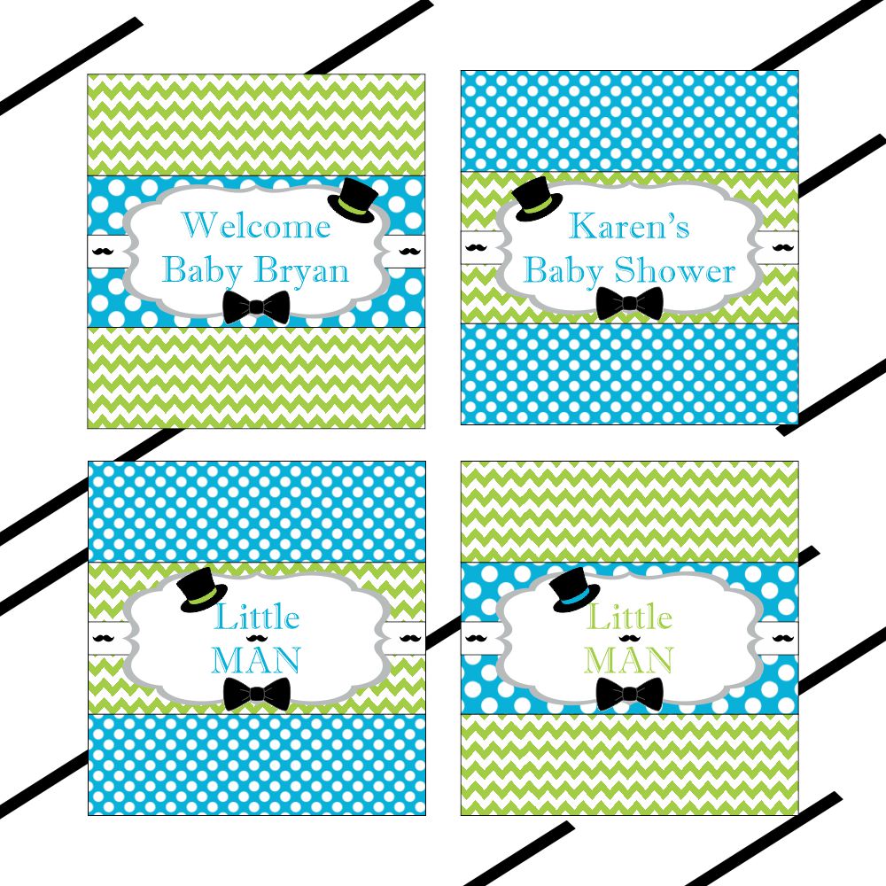 Blue and Green Little Man Candy Bar Wrappers