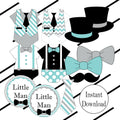 Little Man Diaper Cake Topper Decorations, Robin, Gray, Black