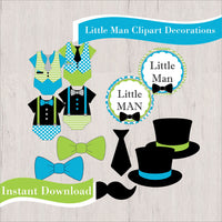 Little Man Diaper Cake Topper Decorations - Turquoise & Lime
