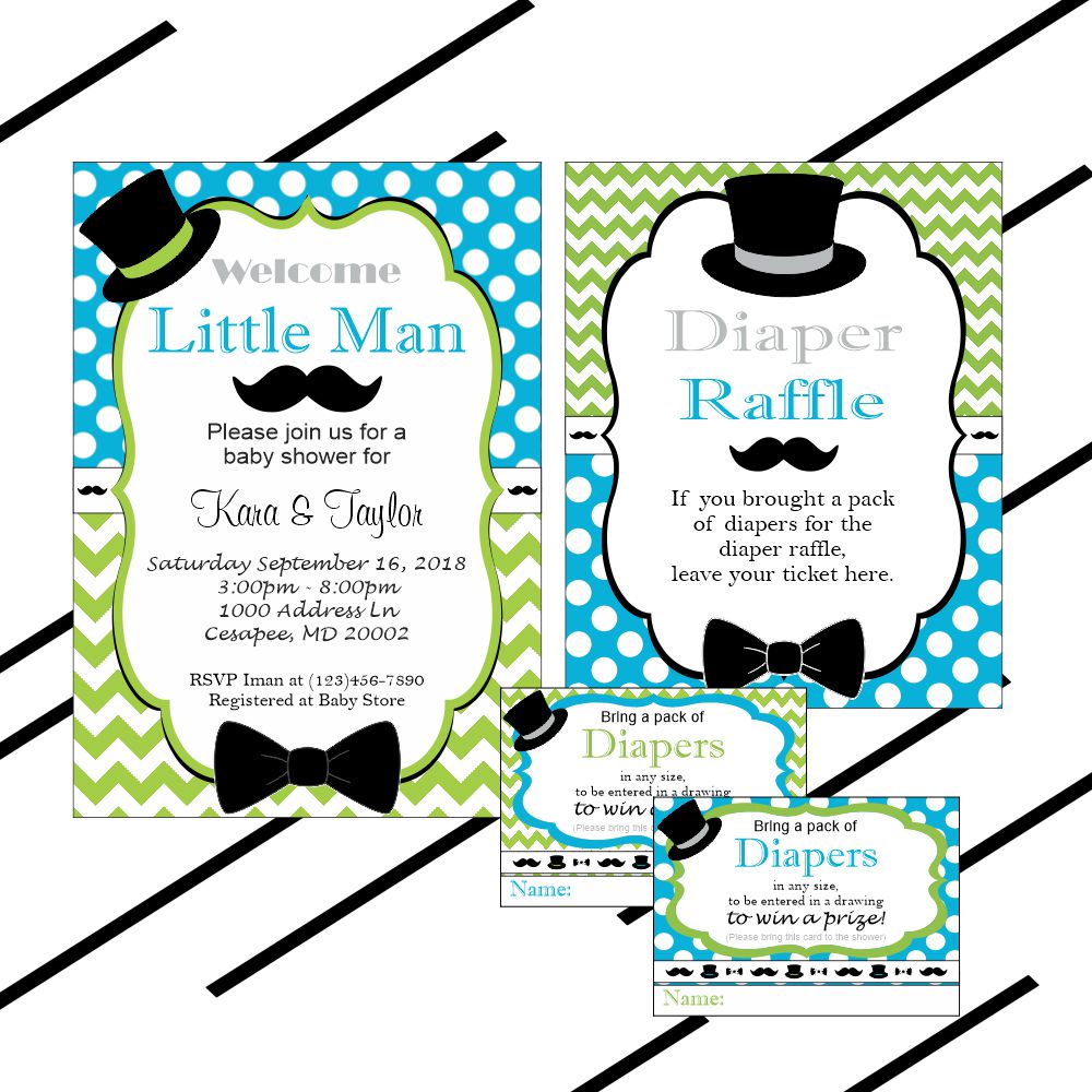 Little Man Decoration Pack - Turquoise, Lime