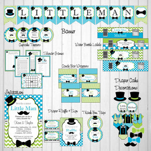 Little Man Decoration Pack - Turquoise, Lime