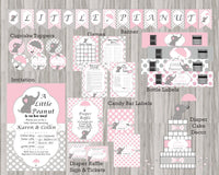 Pink and Gray Little Peanut Baby Shower Decorations
