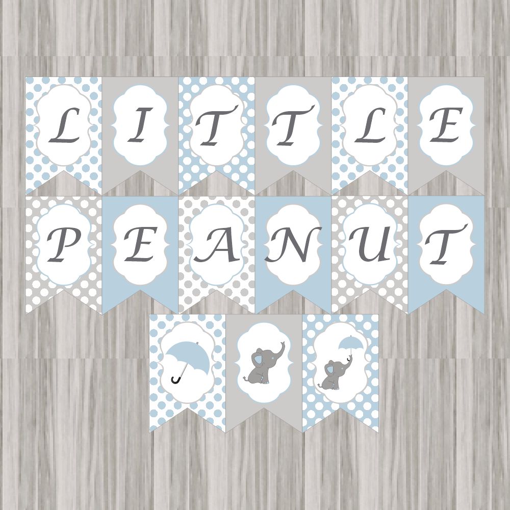 Printable Blue & Gray Little Peanut Baby Shower Banner
