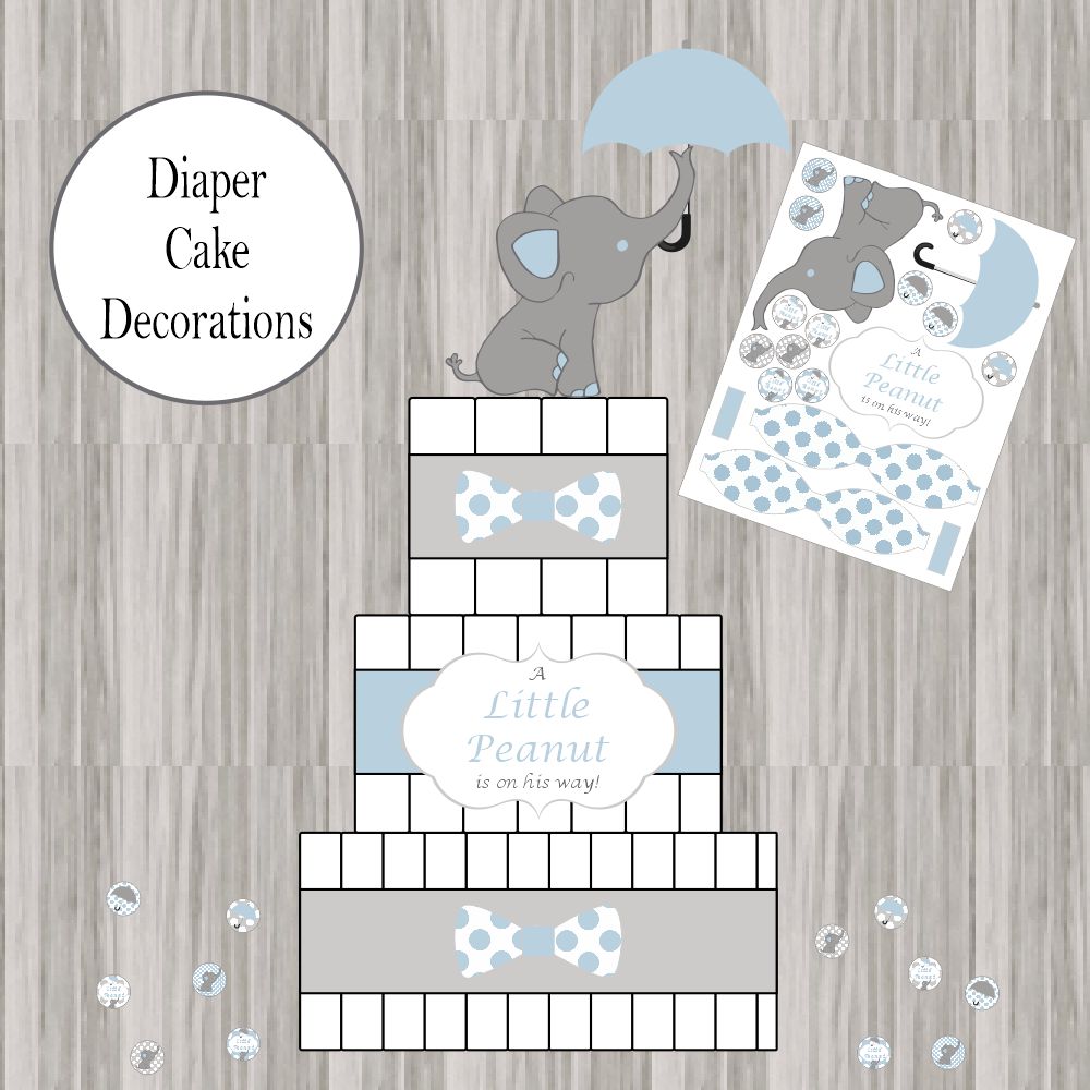 Blue Little Peanut Diaper Cake Decorations