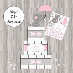 Pink Little Peanut Diaper Cake Decorations