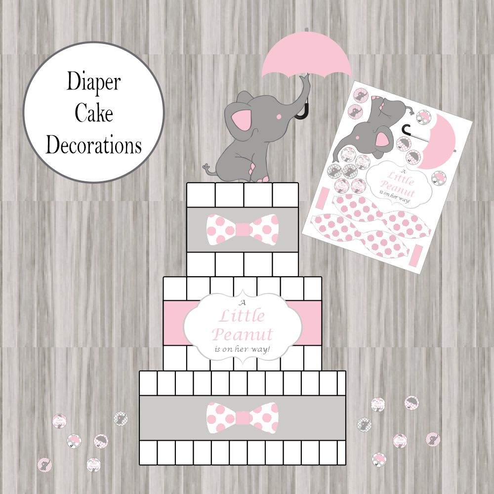 Pink Little Peanut Diaper Cake Decorations