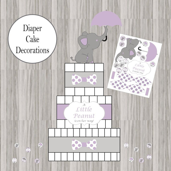 Purple Little Peanut Diaper Cake Decorations