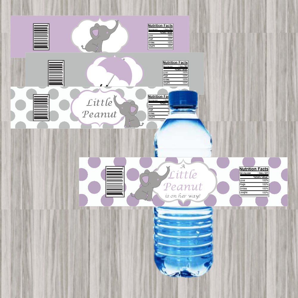 Purple Little Peanut Water Bottle Labels
