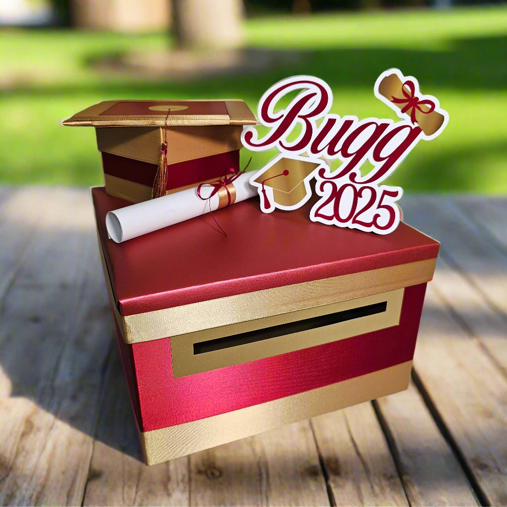 Maroon Graduation Card Box Maroon/Antique Gold