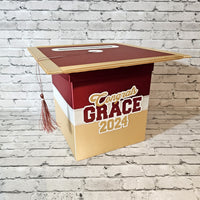 Maroon, Light Gold, & White Grad Card Box, Style 5
