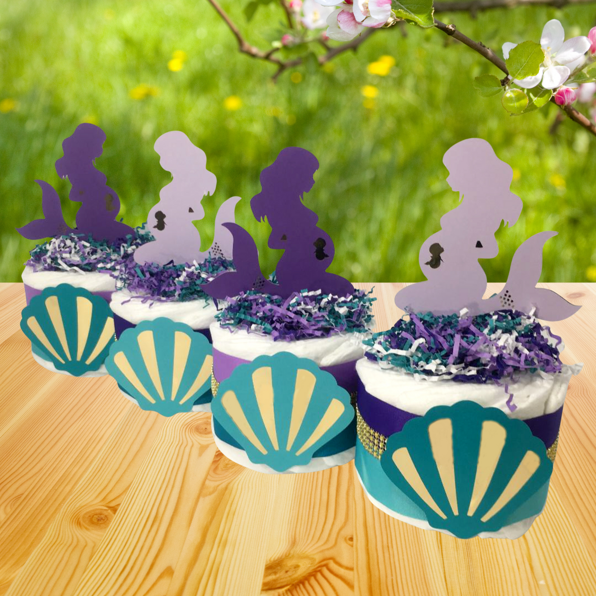Mermaid Mini Diaper Cake Centerpiece Set