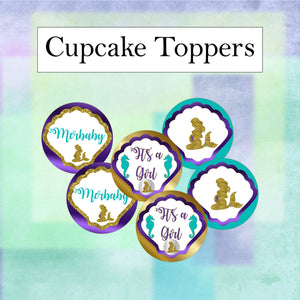 Printable It's a Girl Mermaid Baby Shower Cupcake Toppers