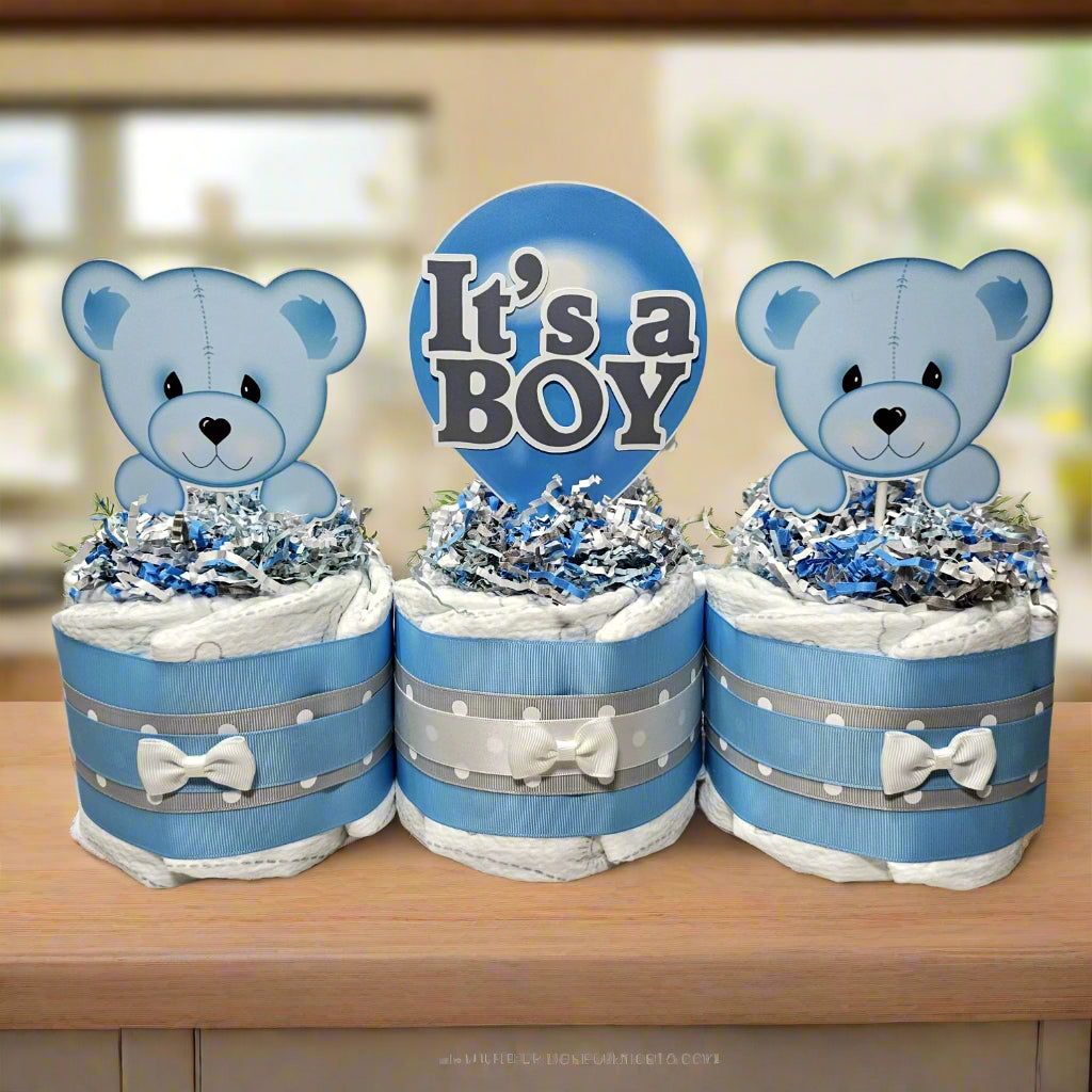 Baby Bear Mini Diaper Cake Centerpiece, It's a Boy