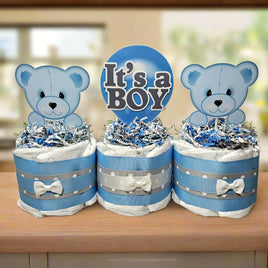 Baby Bear Mini Diaper Cake Centerpiece, It's a Boy