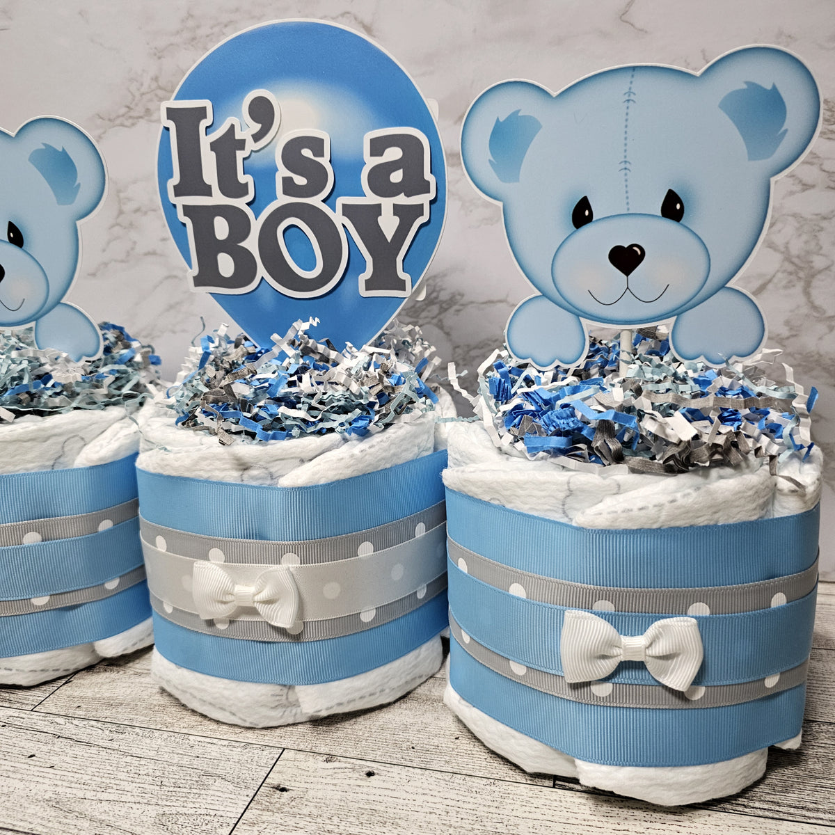 Baby Bear Mini Diaper Cake Centerpiece, It's a Boy