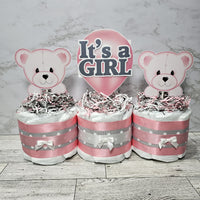 Baby Bear Mini Diaper Cake Centerpiece, It's a Girl
