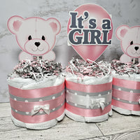 Baby Bear Mini Diaper Cake Centerpiece, It's a Girl
