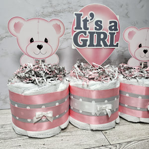 Baby Bear Mini Diaper Cake Centerpiece, It's a Girl