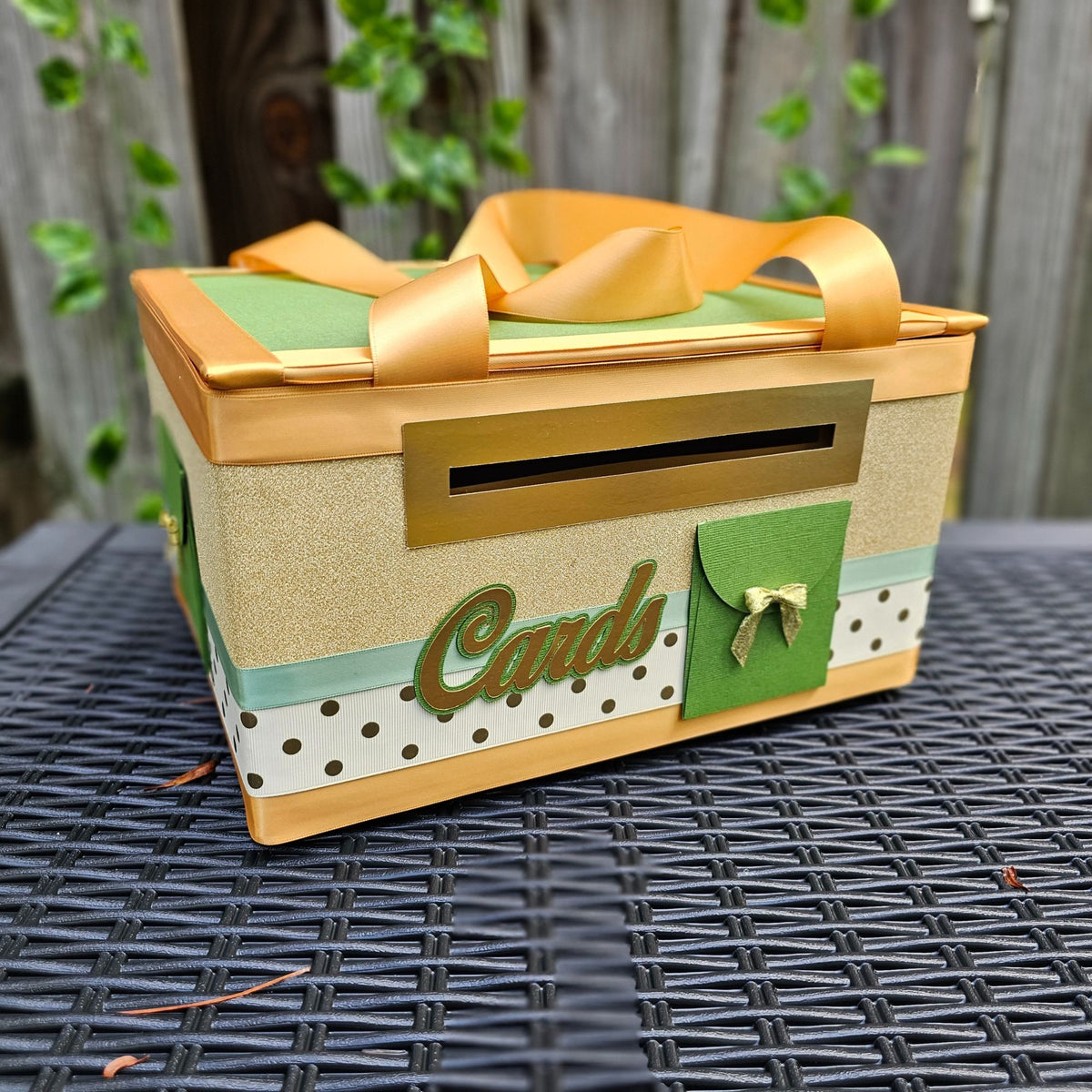 Sage and Gold Baby Shower Diaper Bag Card Box