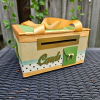 Sage and Gold Baby Shower Diaper Bag Card Box