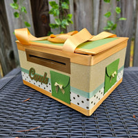 Sage and Gold Baby Shower Diaper Bag Card Box