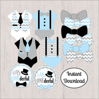 Mr. Onederful Clipart - Light Blue, Gray, Black
