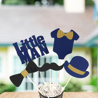 Little Man Centerpiece Sticks - Navy, Gold, Black